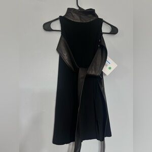 Tom Ford Leather-trimmed stretch-jersey mini dress sz 4